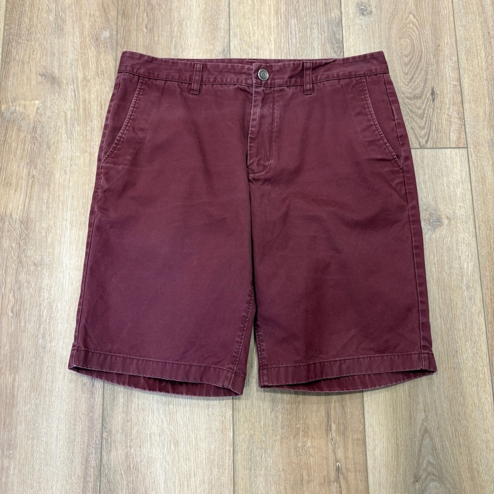 🌟BONOBOS🌟 11" FLAT FRONT FRONT COTTON SHORTS BURGUNDY WINE SZ 34